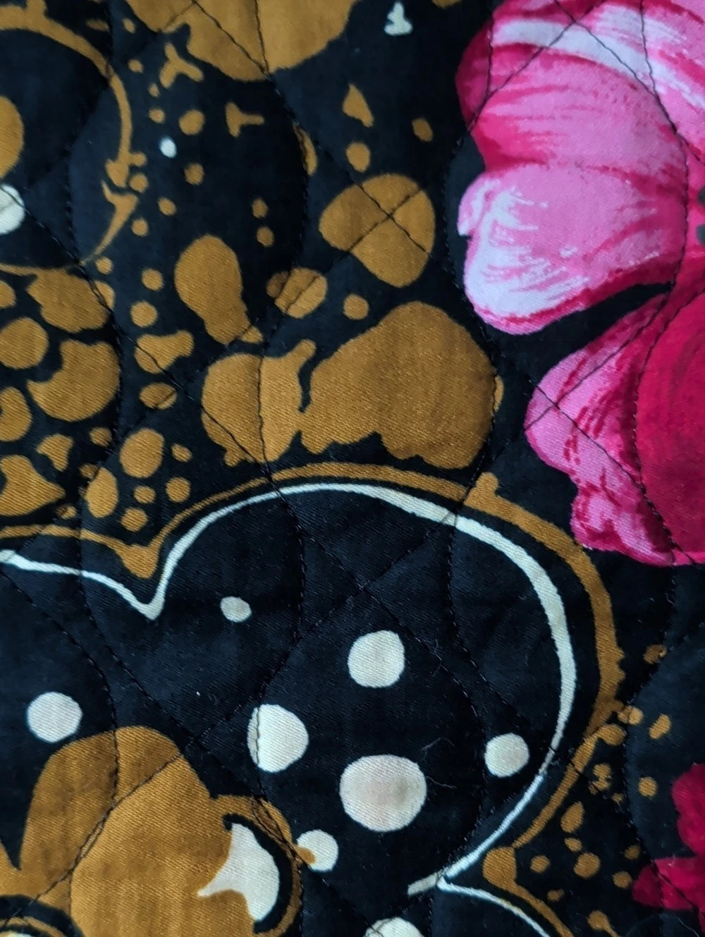 Vintage Floral Quilted Midi Skirt in Black & Pink - Picture 7 of 7